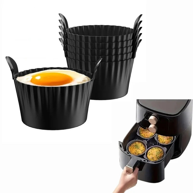 Silicone Air Fryer Egg Poacher Cupcake Baking Cups Reusable Non-Stick Ramekins for Air Fryer Ovens Air Fryer Silicone Basket